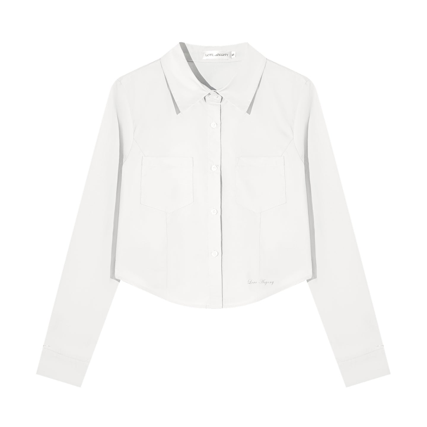 AsGony Solid Color Short Sleeve Embroidered Shirt