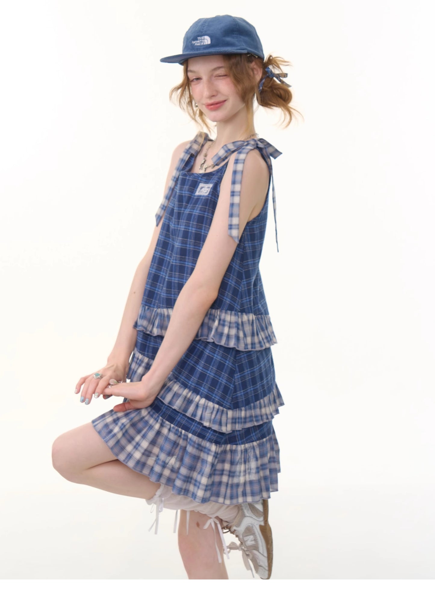 ziziFei Retro Blue Gingham Dress