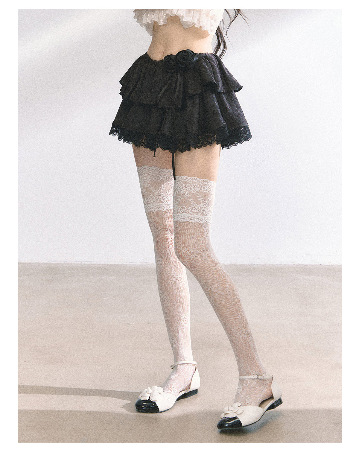 SHAOYEYAN French Lace Floral Mini Skirt