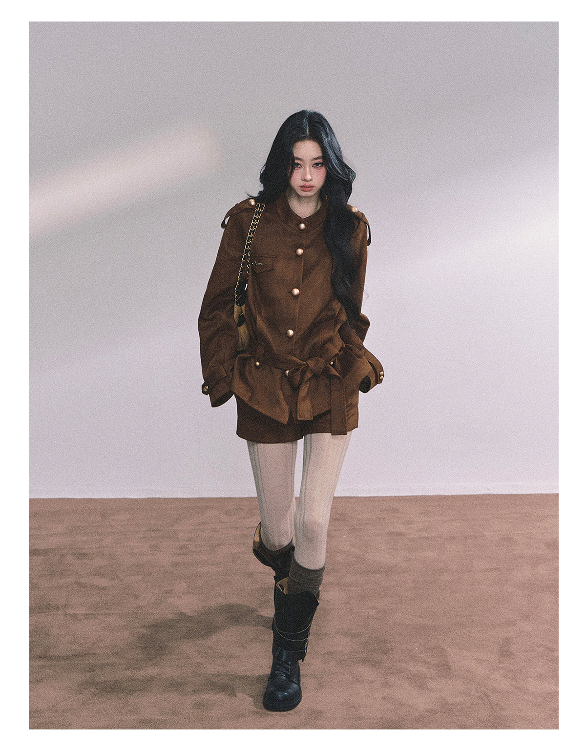 ShaoYeYan Delpan Winter French British Style Suede Set