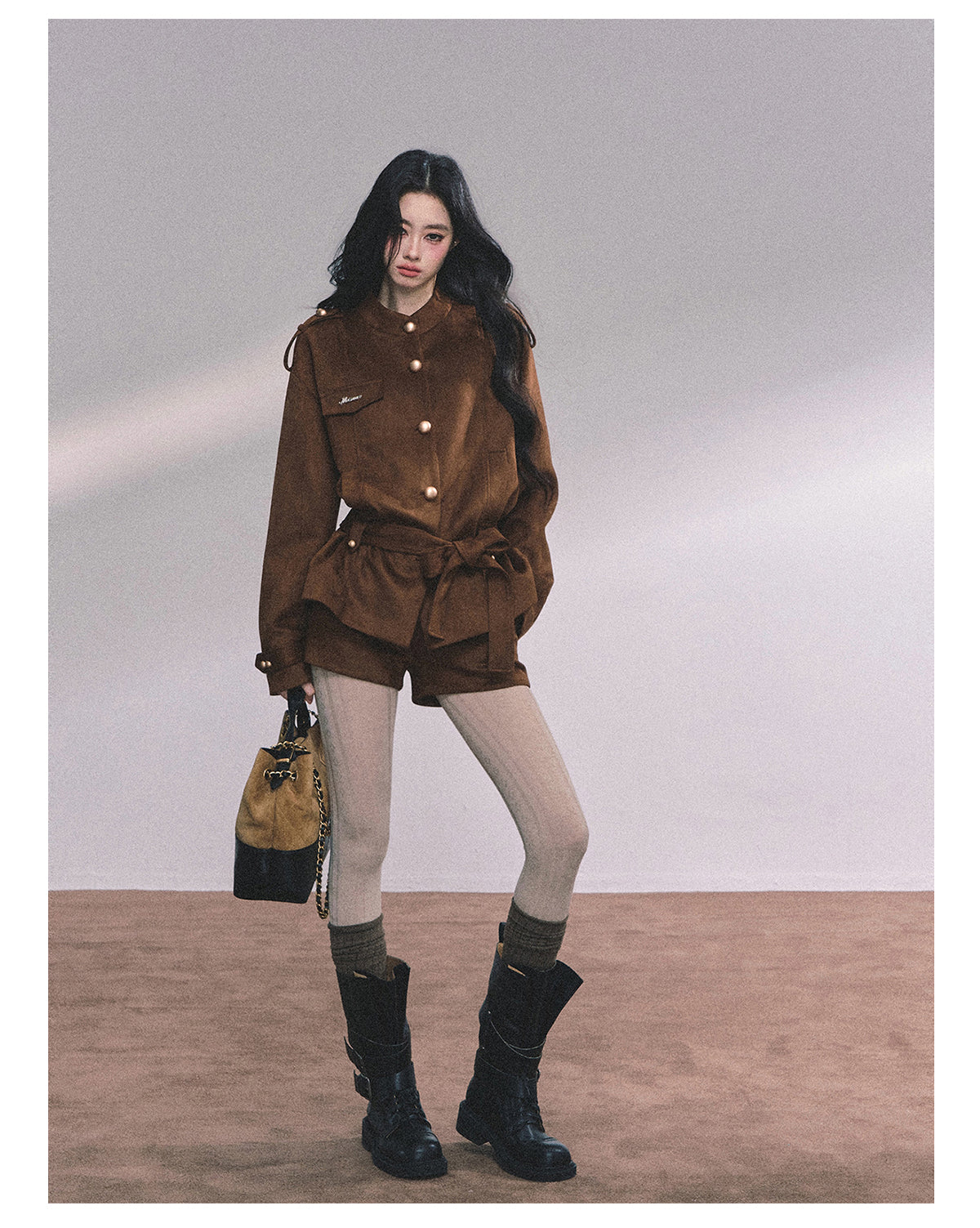 ShaoYeYan Delpan Winter French British Style Suede Set