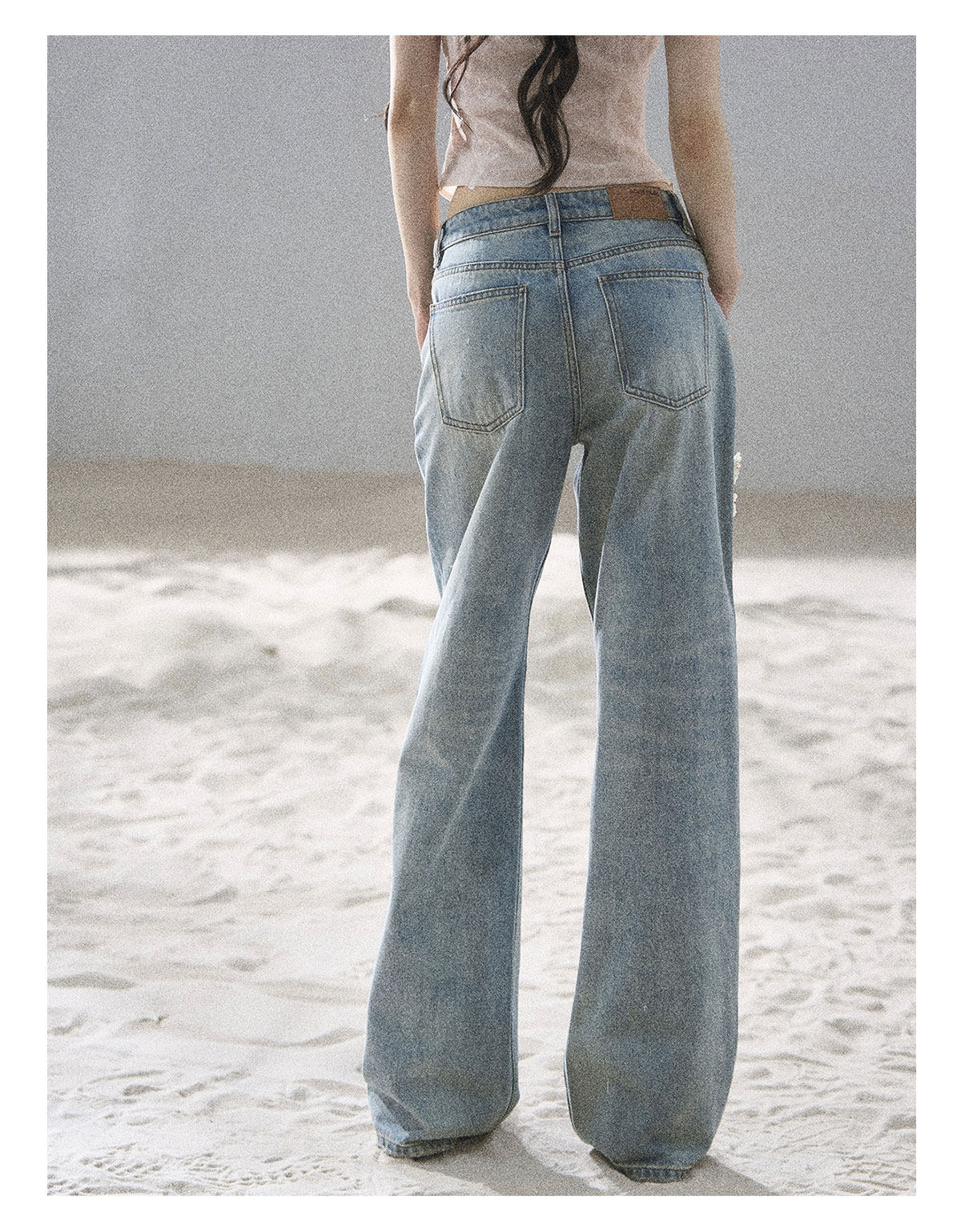 ShaoYeYan Aomalm Gentle Star Path Hand-Embellished Floral Jeans