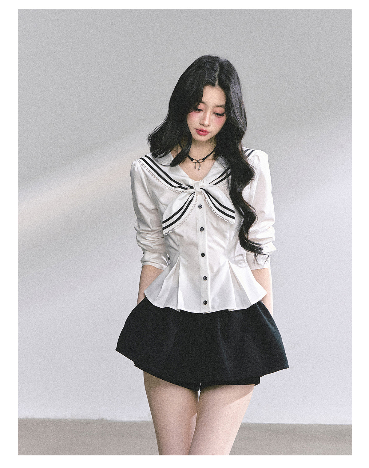 SHAOYEYAN Mary Jane College Navy Blouse