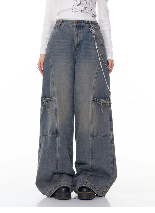 ZiziFei Bow-Detail Denim Pants