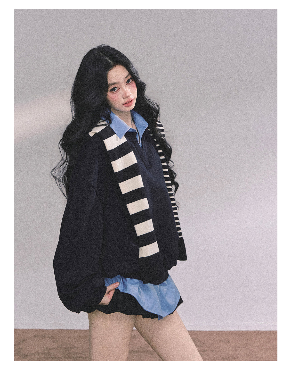 ShaoYeYan High IQ College Fake Two-Piece American Loose Fit Hoodie