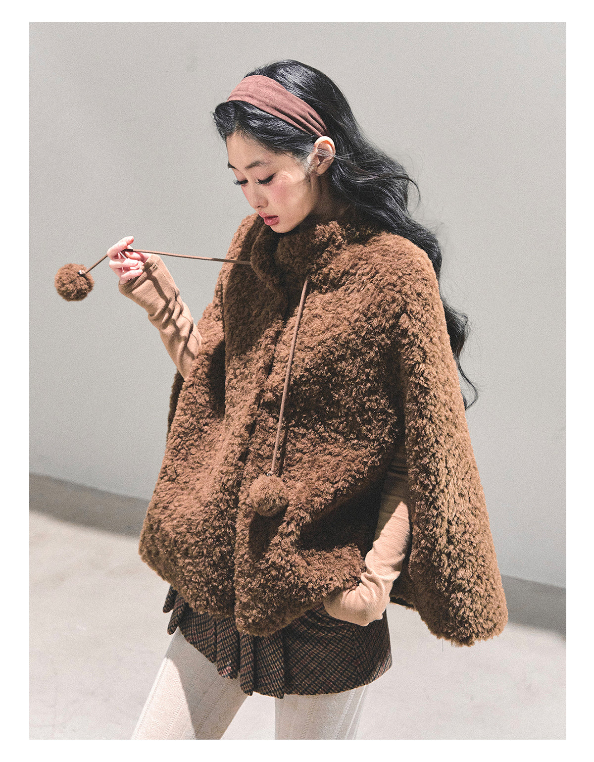 ShaoYeYan Dusk Warmth Loose Lamb Fur Coat