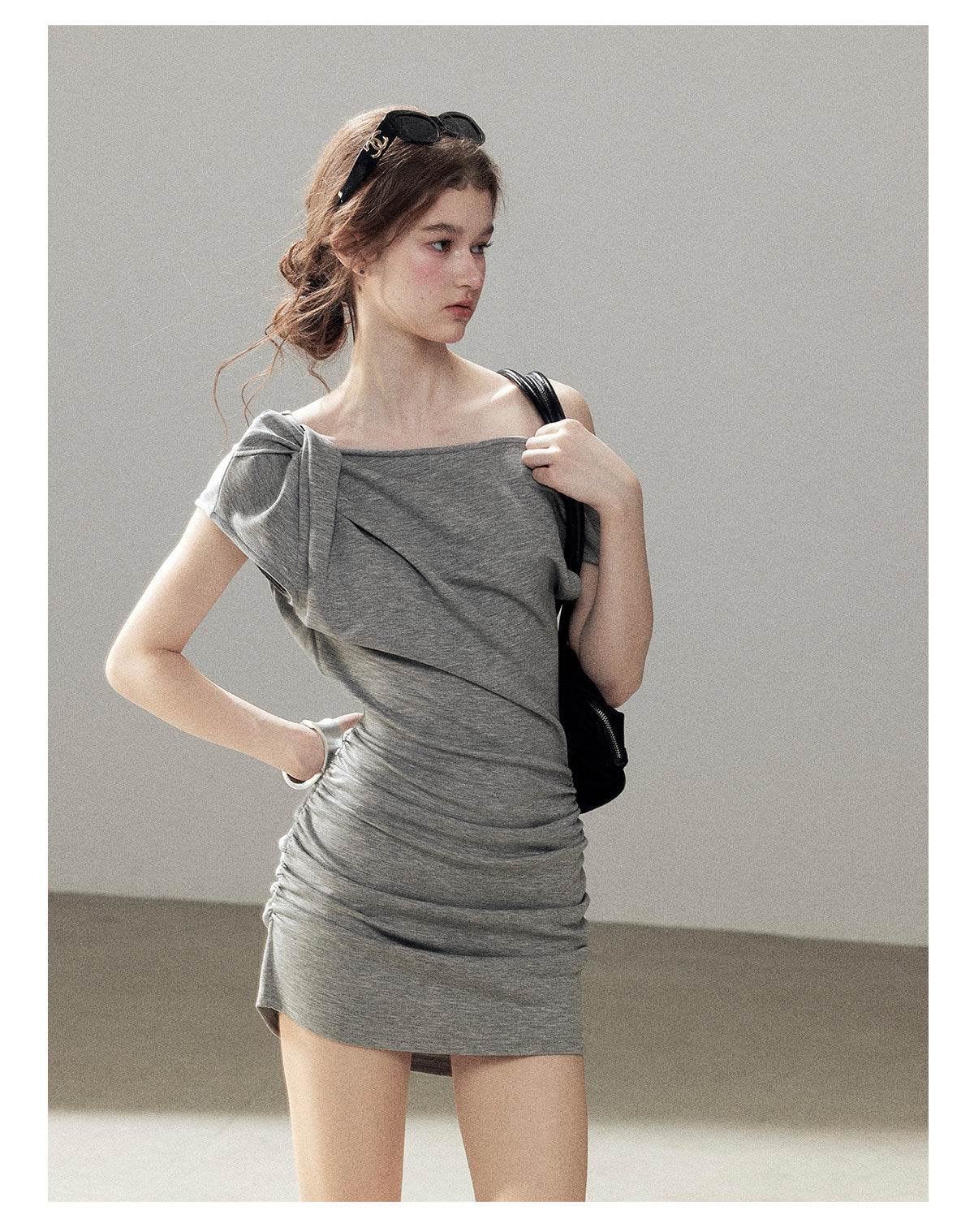 ShaoYeYan Aomalm From Dawn to Dusk Minimalist Twist Off-Shoulder Dress