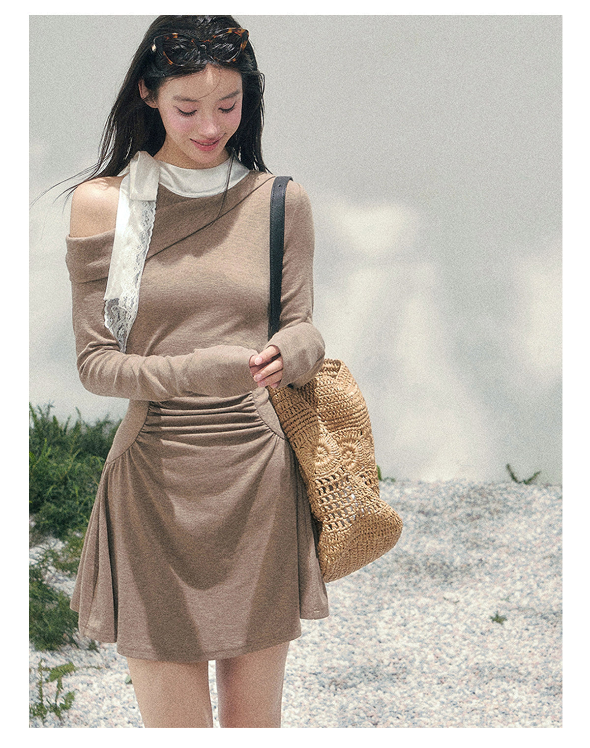 ShaoYeYan Aomalm Lingering Warmth Entwined Off-Shoulder Dress