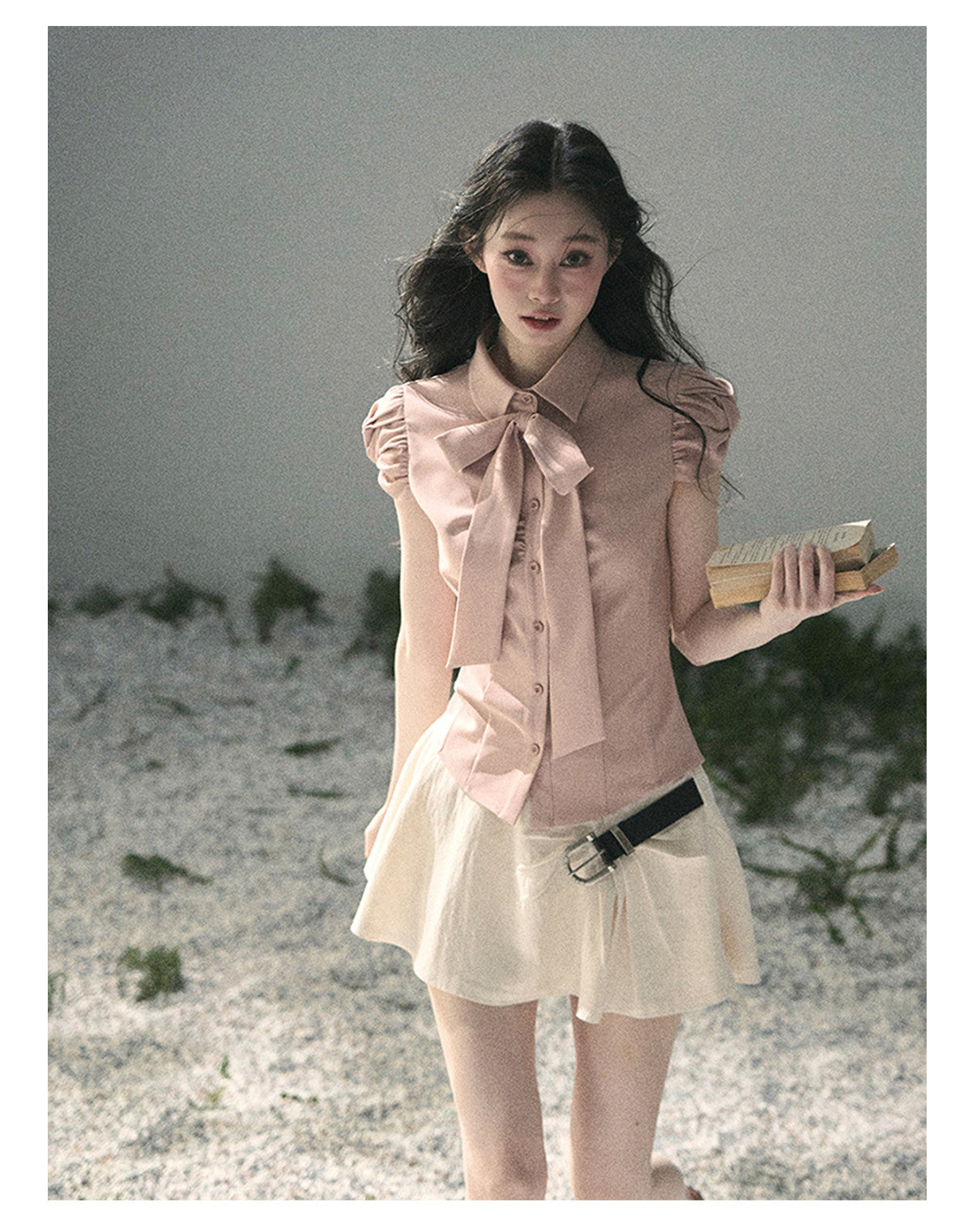 ShaoYeYan Aomalm Powdered Sugar Secrets Bow French Blouse