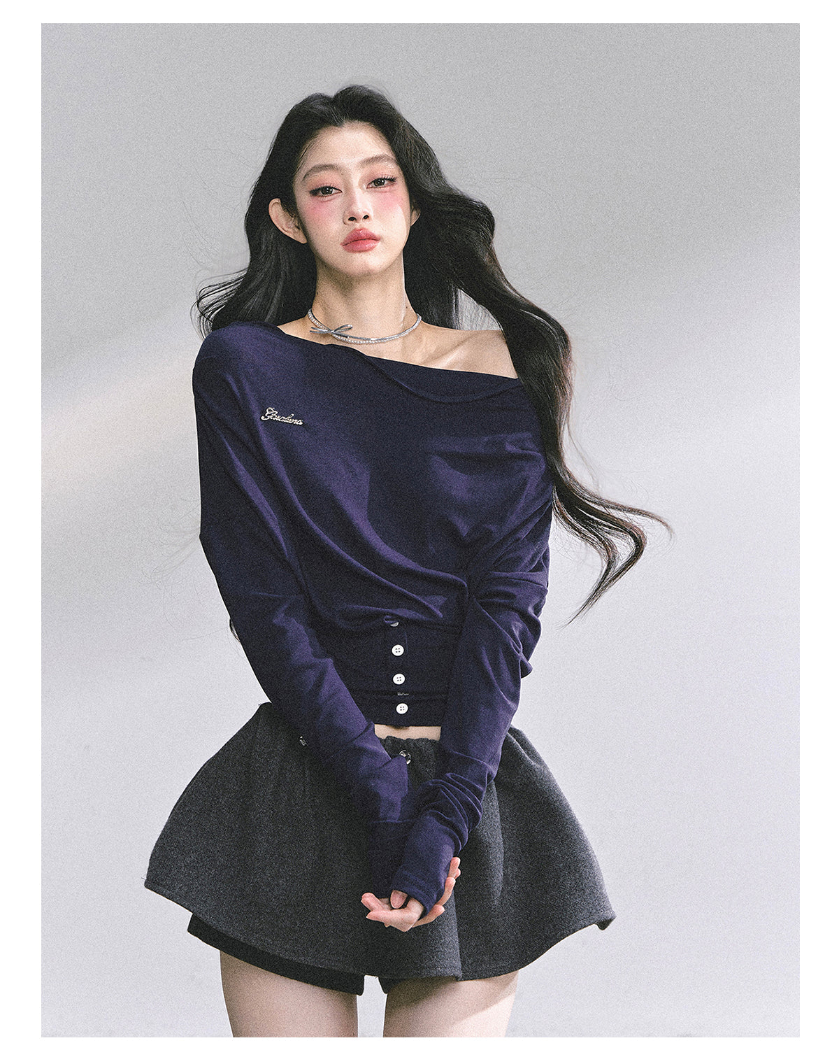 SHAOYEYAN Off-Shoulder Waist-Defining Long Sleeve Tee