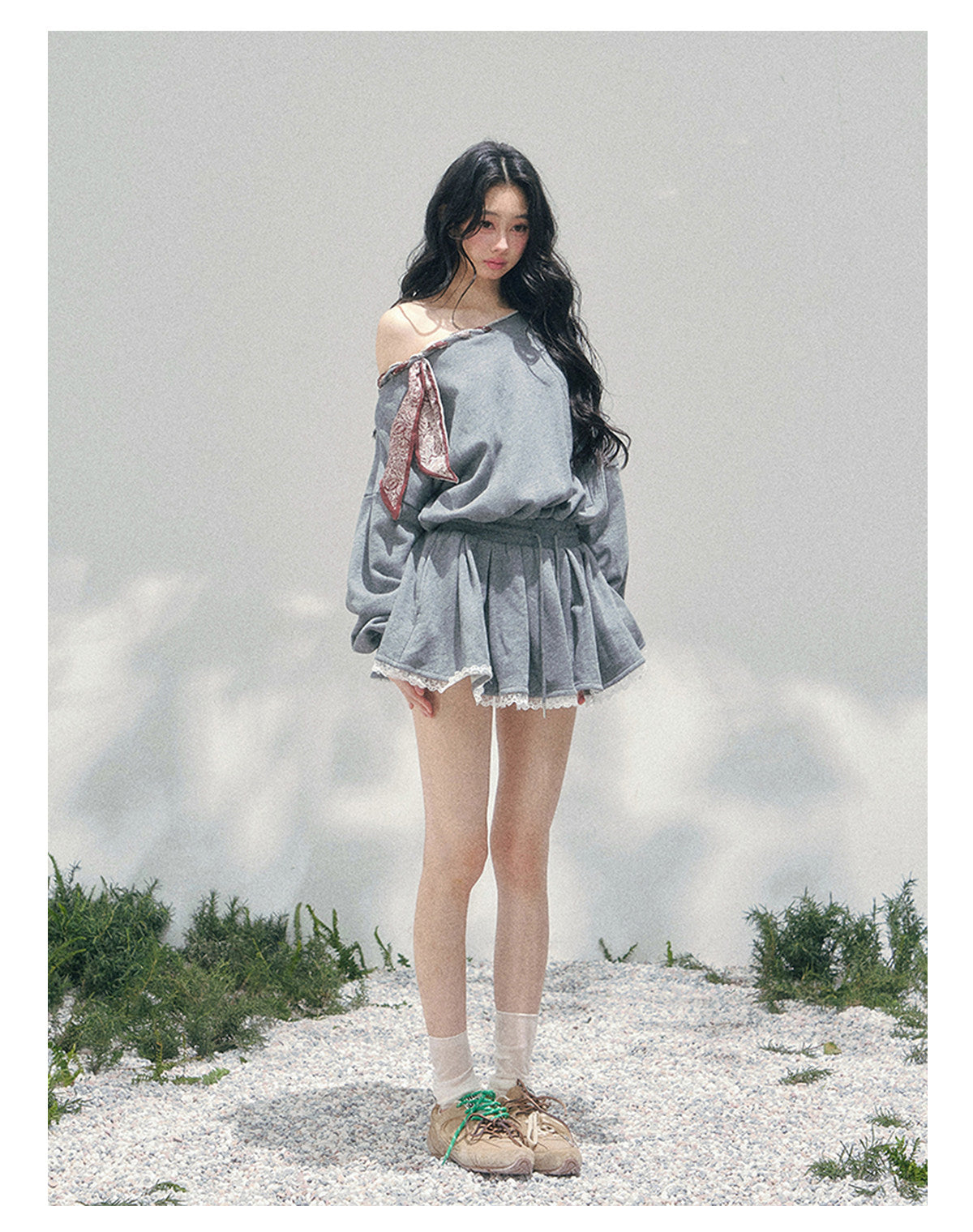ShaoYeYan Aomalm Wind Like a Maiden Off-Shoulder Sweater Dress