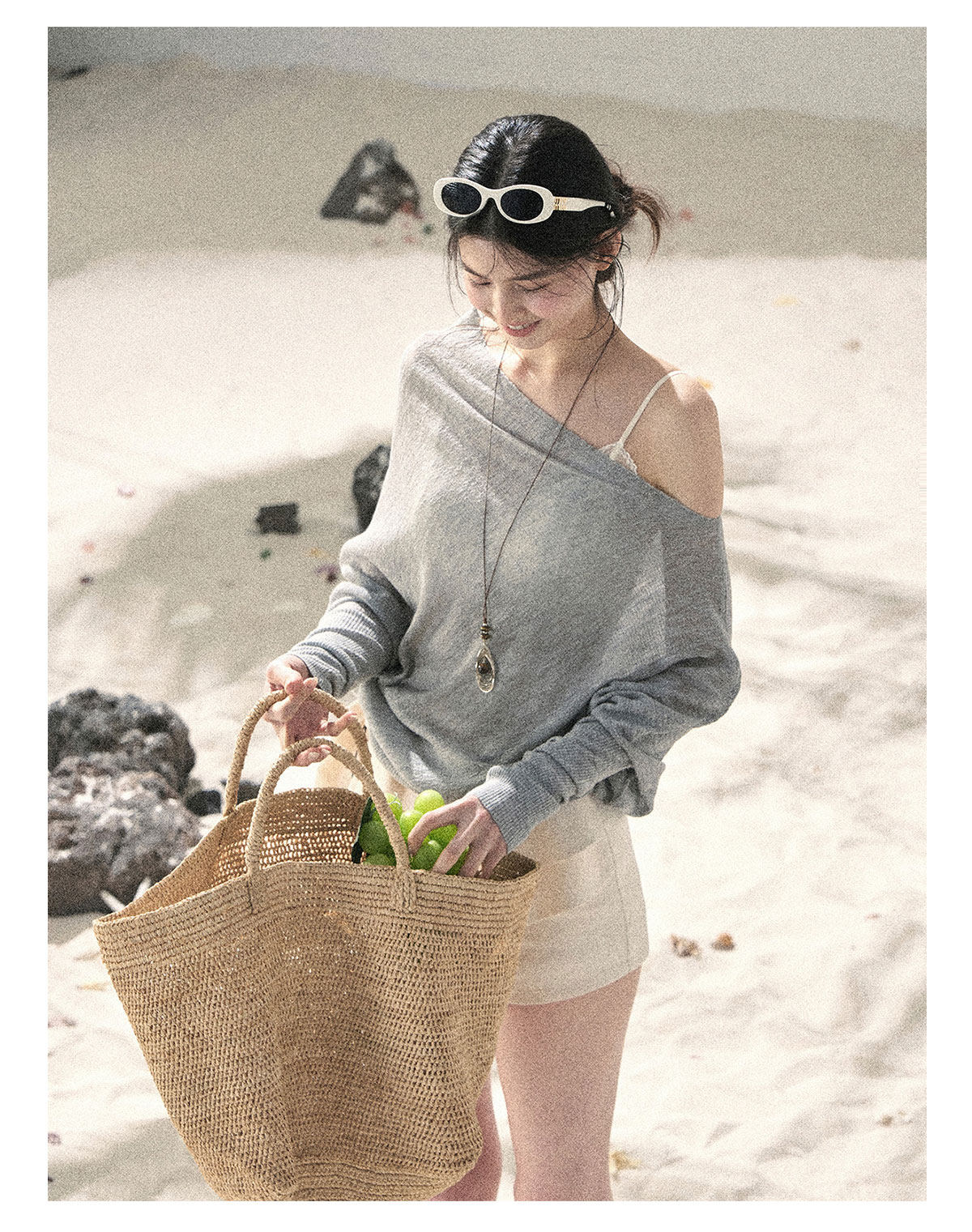 ShaoYeYan Aomalm Misty Veil Sheer Off-Shoulder Sun Cover-Up