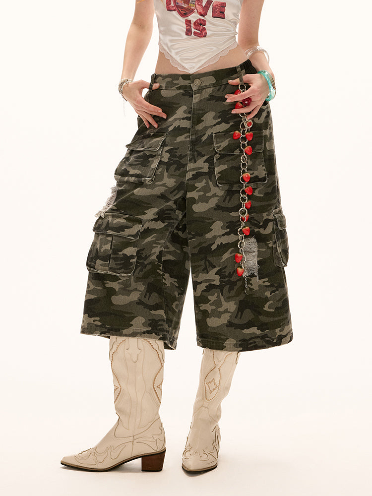 MAMC Cross-Back Camisole & Denim Cargo Shorts