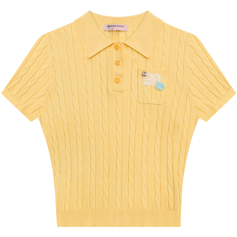ziziFei Retro Polo Knit Top
