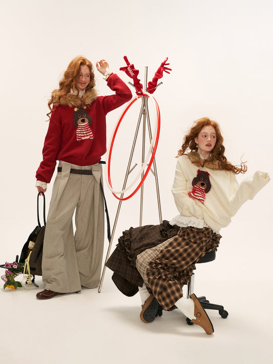 MAMC Cute Dog Fur Hoodie Sweater