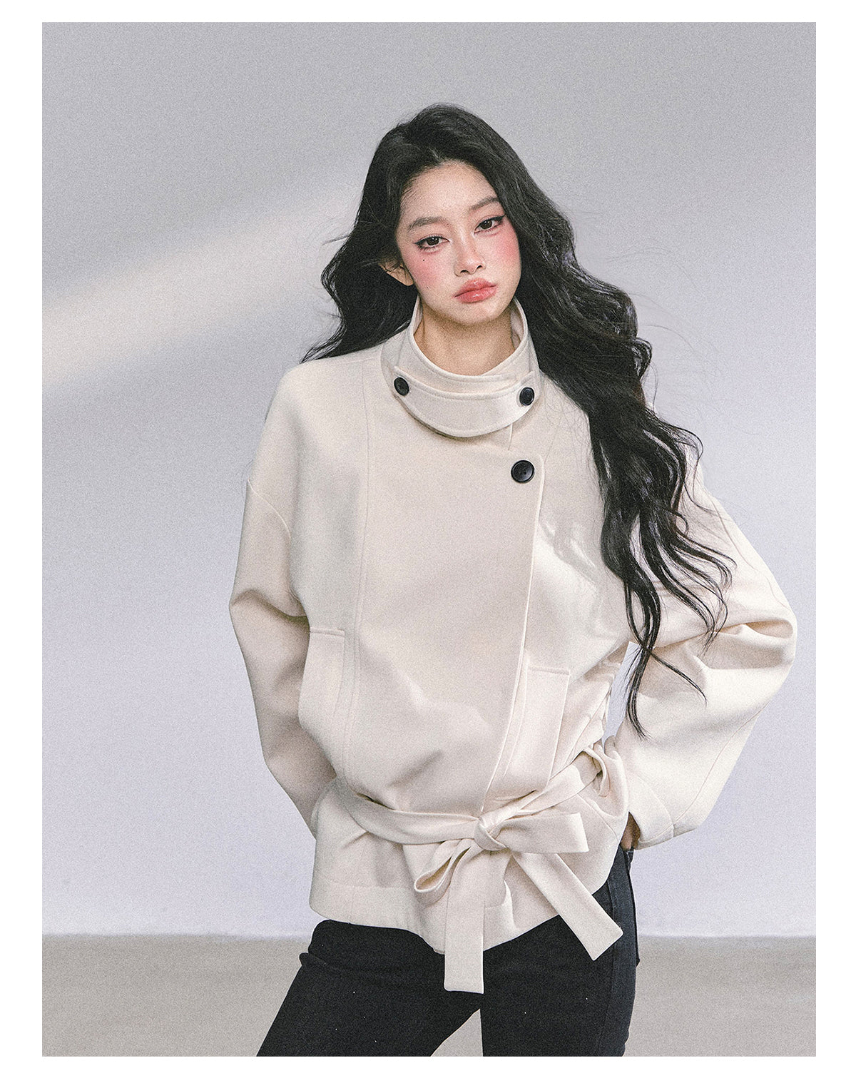 ShaoYeYan First Snow Melting Encounter French Style Stand Collar Coat