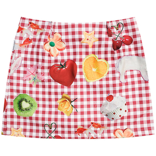ziziFei Retro Fruit Print Mini Skirt