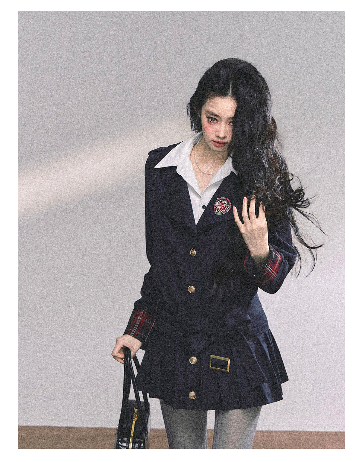 ShaoYeYan Ivy League Prep Student Fake Two-Piece American Long Sleeve Dress