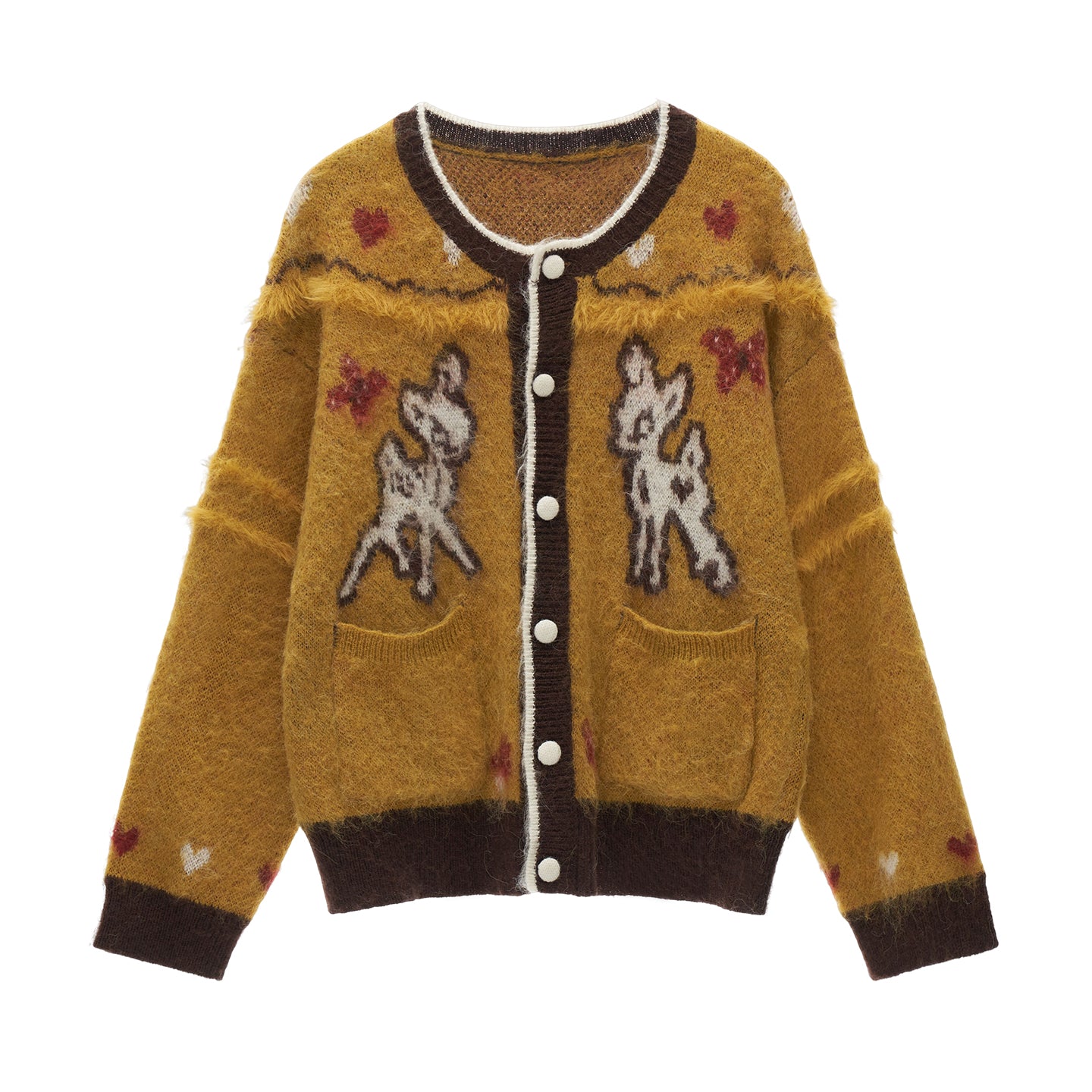 MAMC Cute Butterfly Deer Print Knit Cardigan