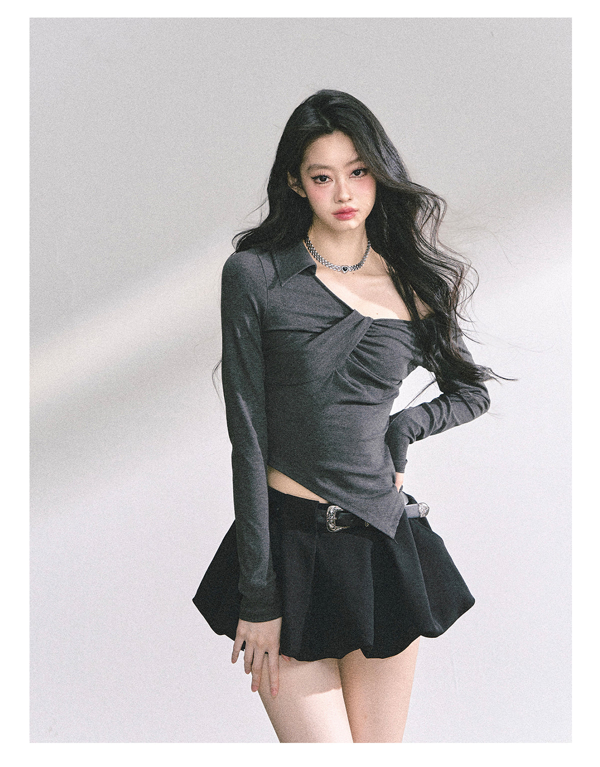SHAOYEYAN Korean Style Asymmetric Off-Shoulder Top