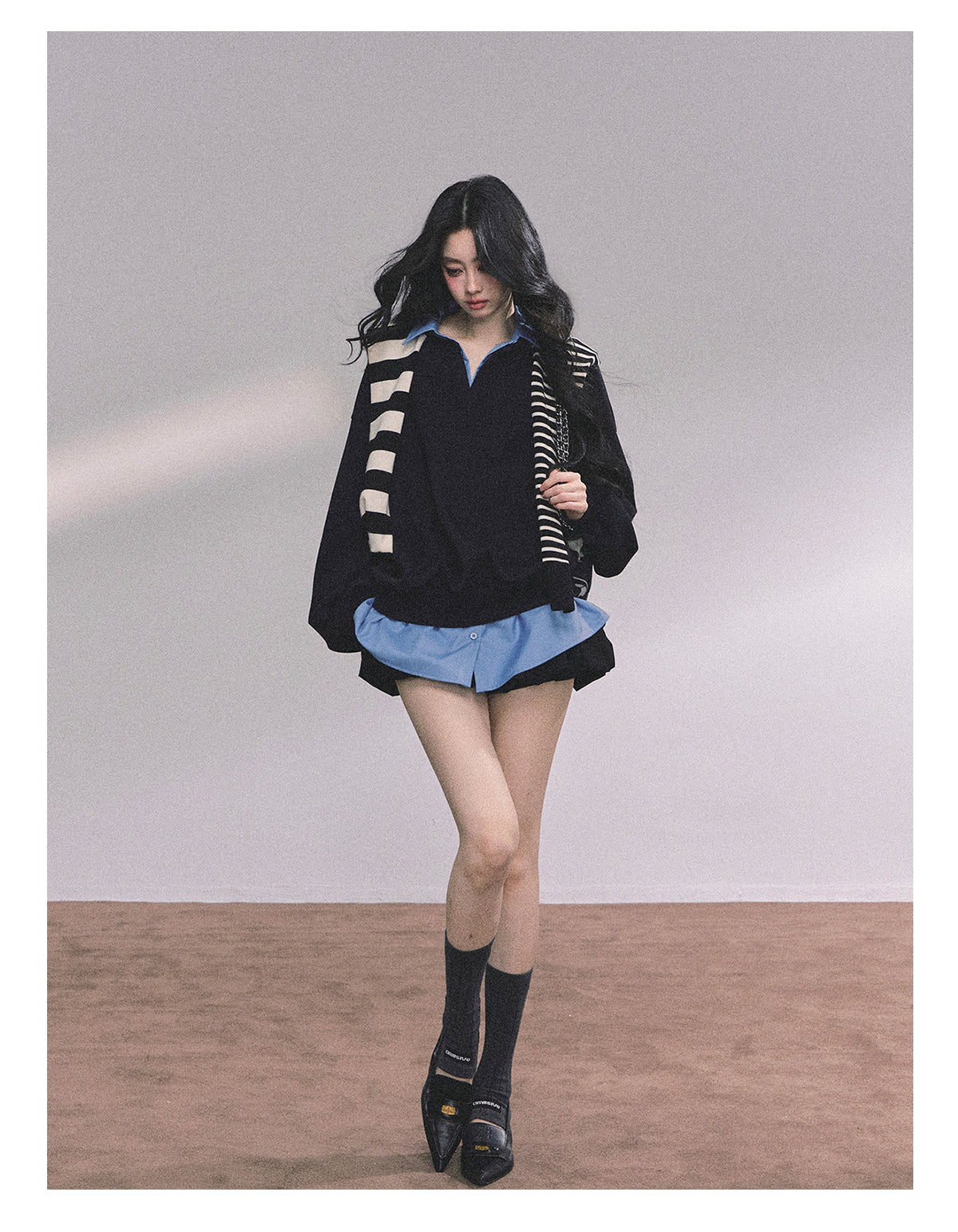 ShaoYeYan High IQ College Fake Two-Piece American Loose Fit Hoodie