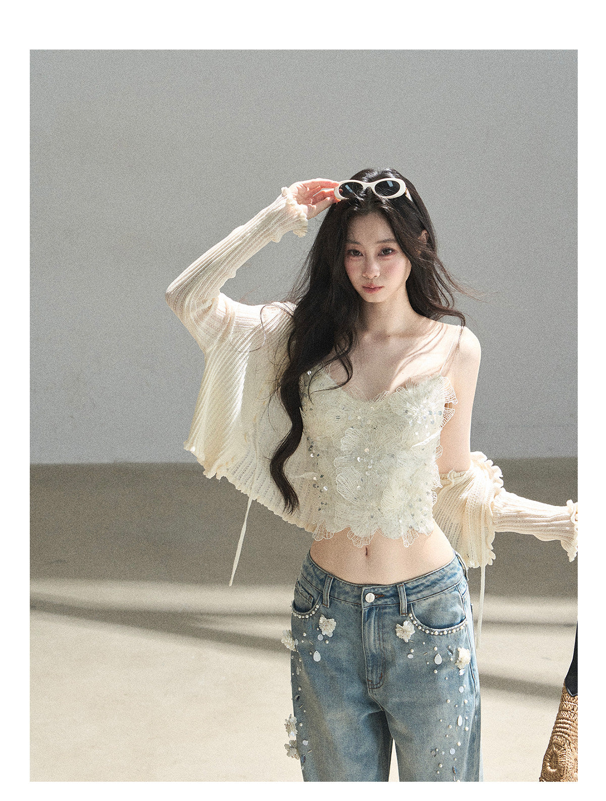 ShaoYeYan Aomalm Waiting for a Passing Breeze French Lace Cami Set (free size)