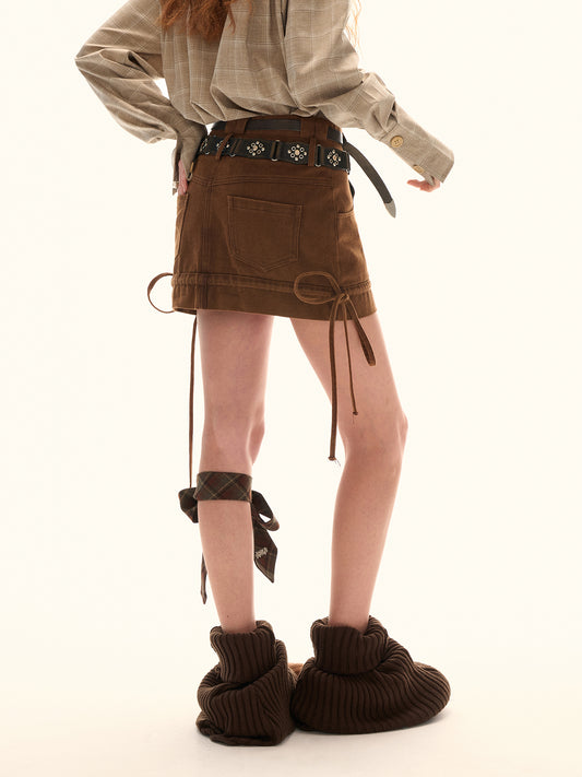 MAMC Retro Double Waistband Denim Skirt