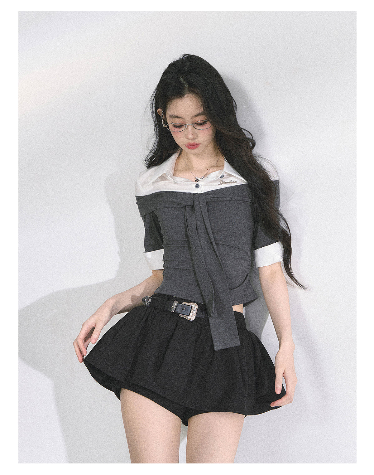 SHAOYEYAN American Style Mock Two-Layer Tee
