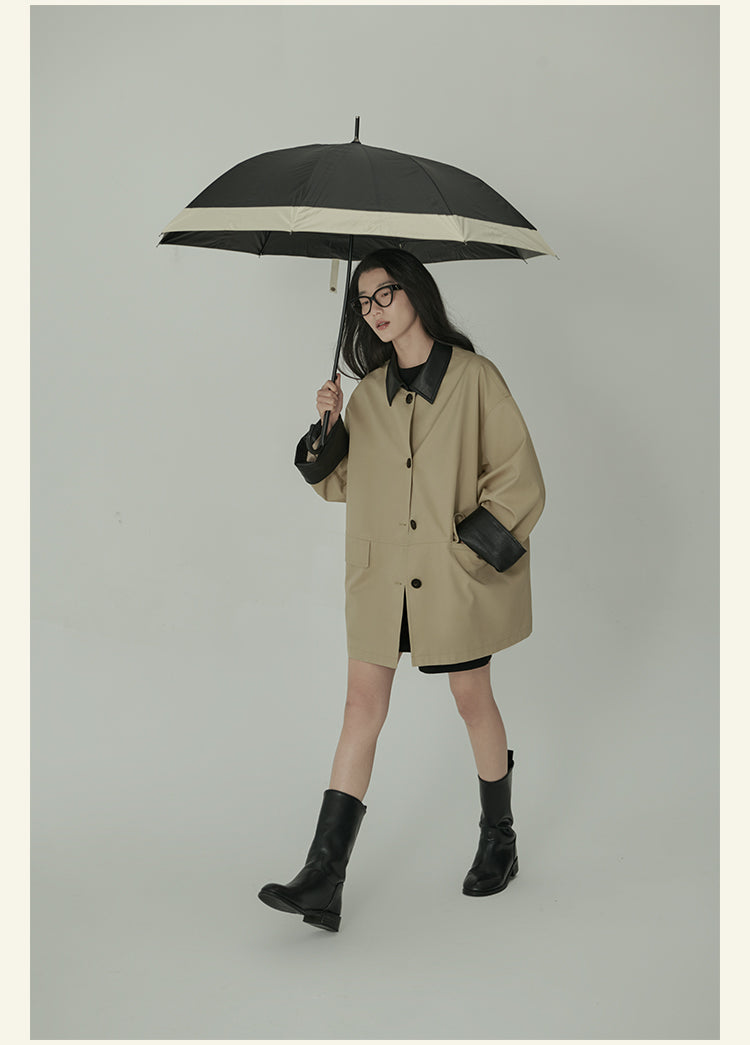 HAVERICE Retro Old Letters Trench Coat