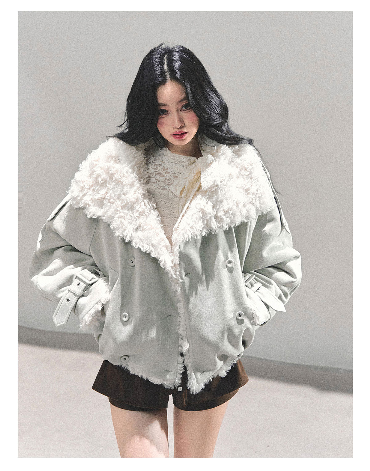 ShaoYeYan Fluffy Winter Lamb Fur Coat
