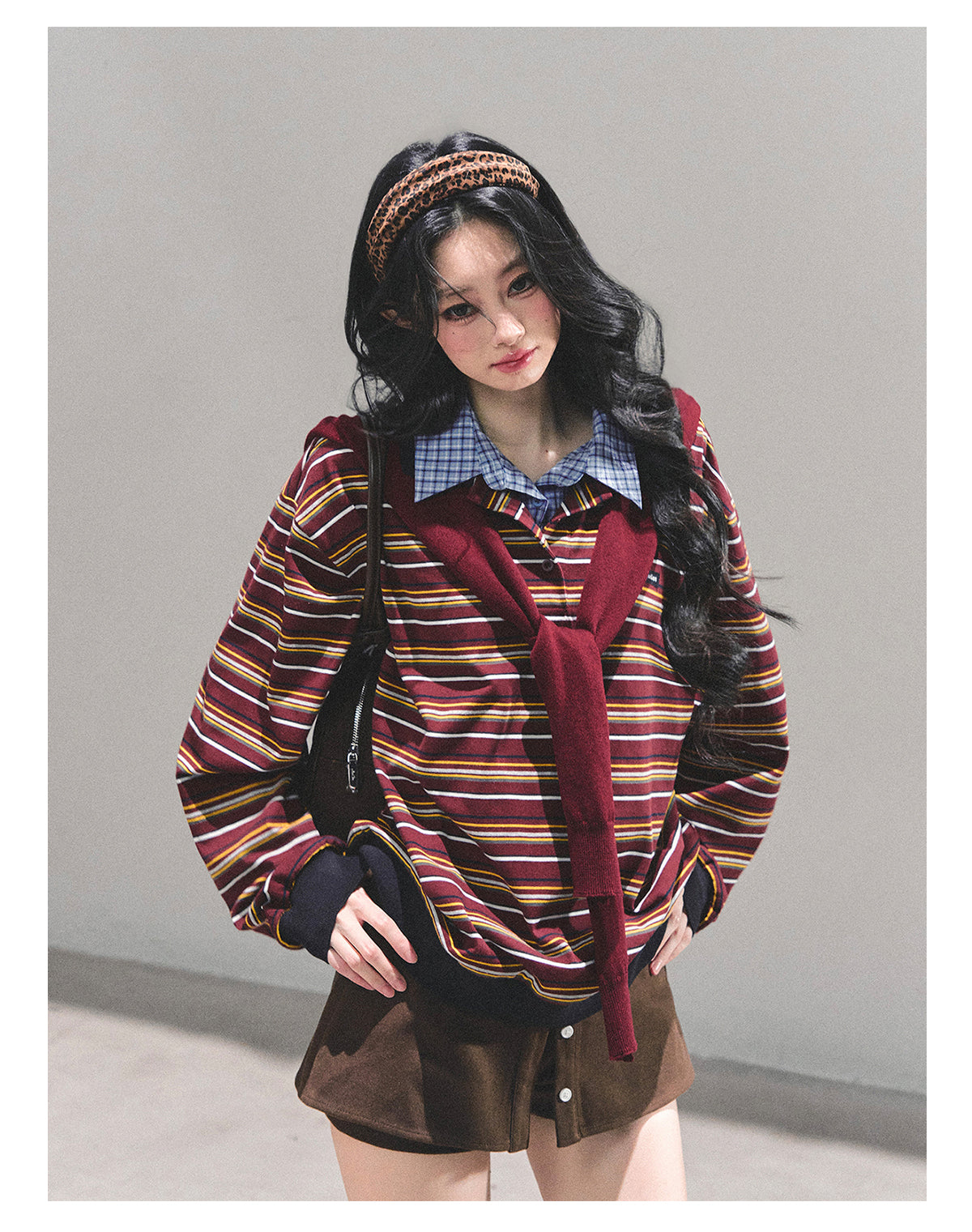 ShaoYeYan Fake Two-Layer Striped Polo Collar T-Shirt