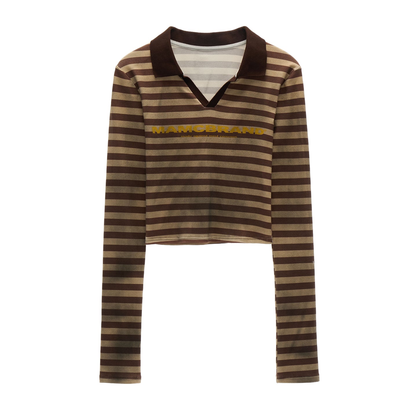 MAMC Distressed Stripe Long Sleeve Polo Shirt