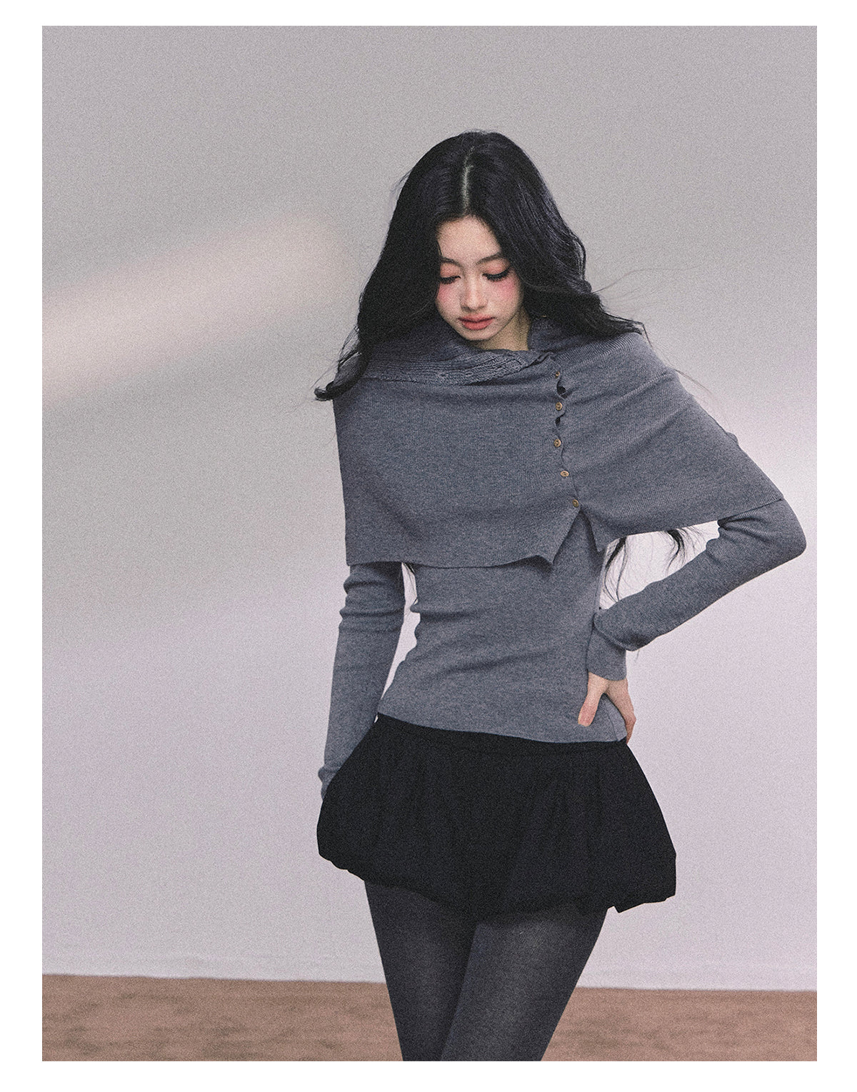 ShaoYeYan Noblewoman Waist-Defining Long Sleeve Knit Top