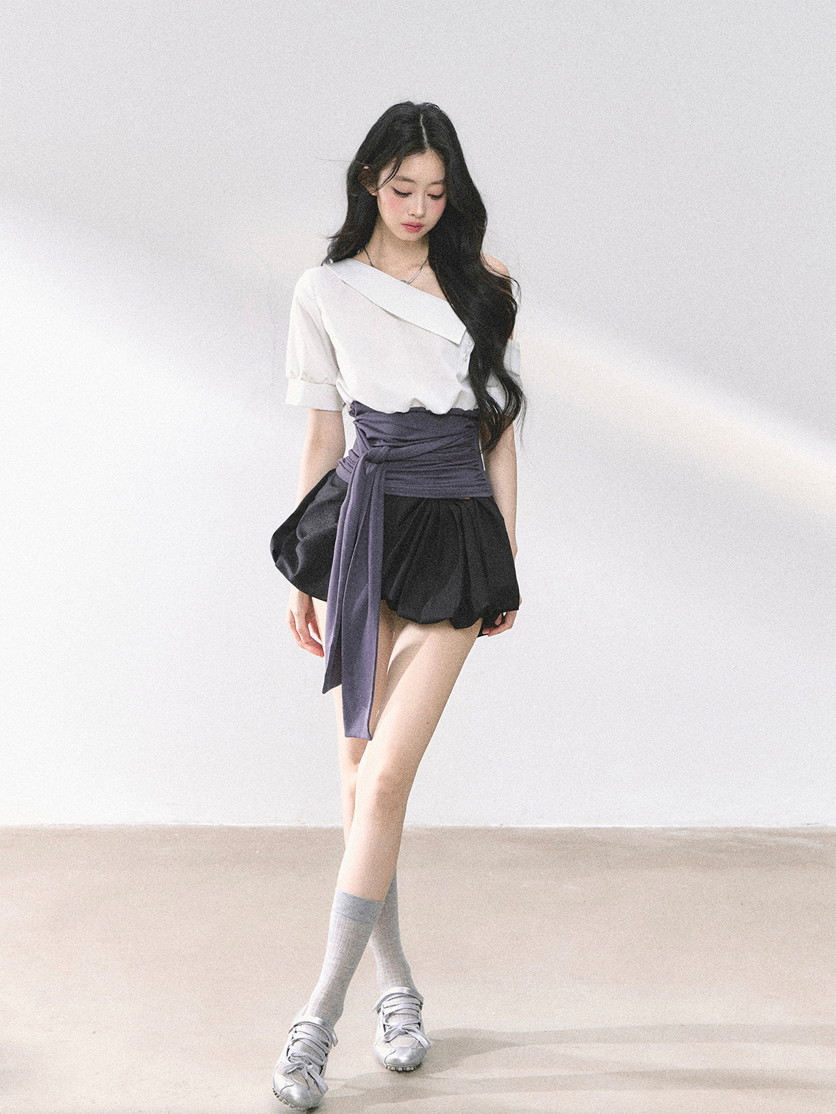 SHAOYEYAN Off-Shoulder Waist Tie Top