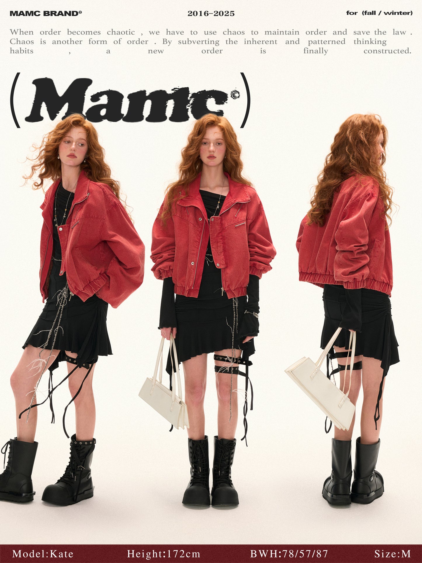 MAMC Contrast Stand Collar Short Work Jacket