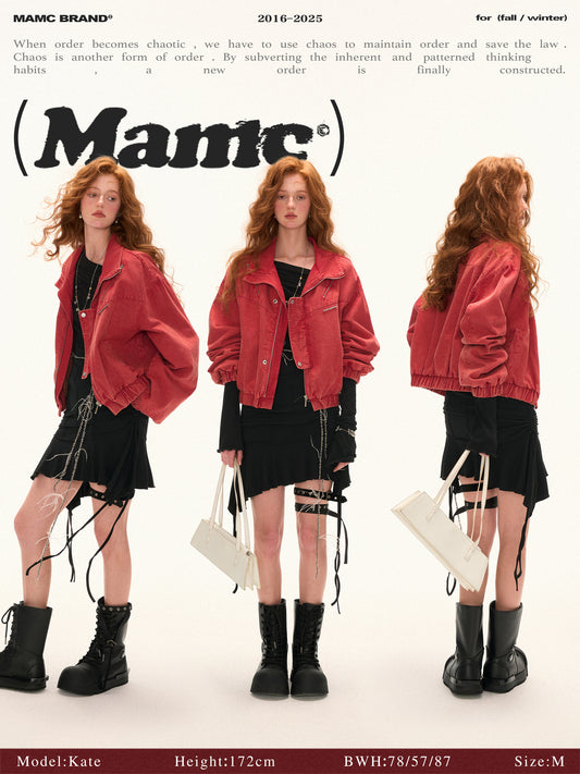 MAMC Contrast Stand Collar Short Work Jacket