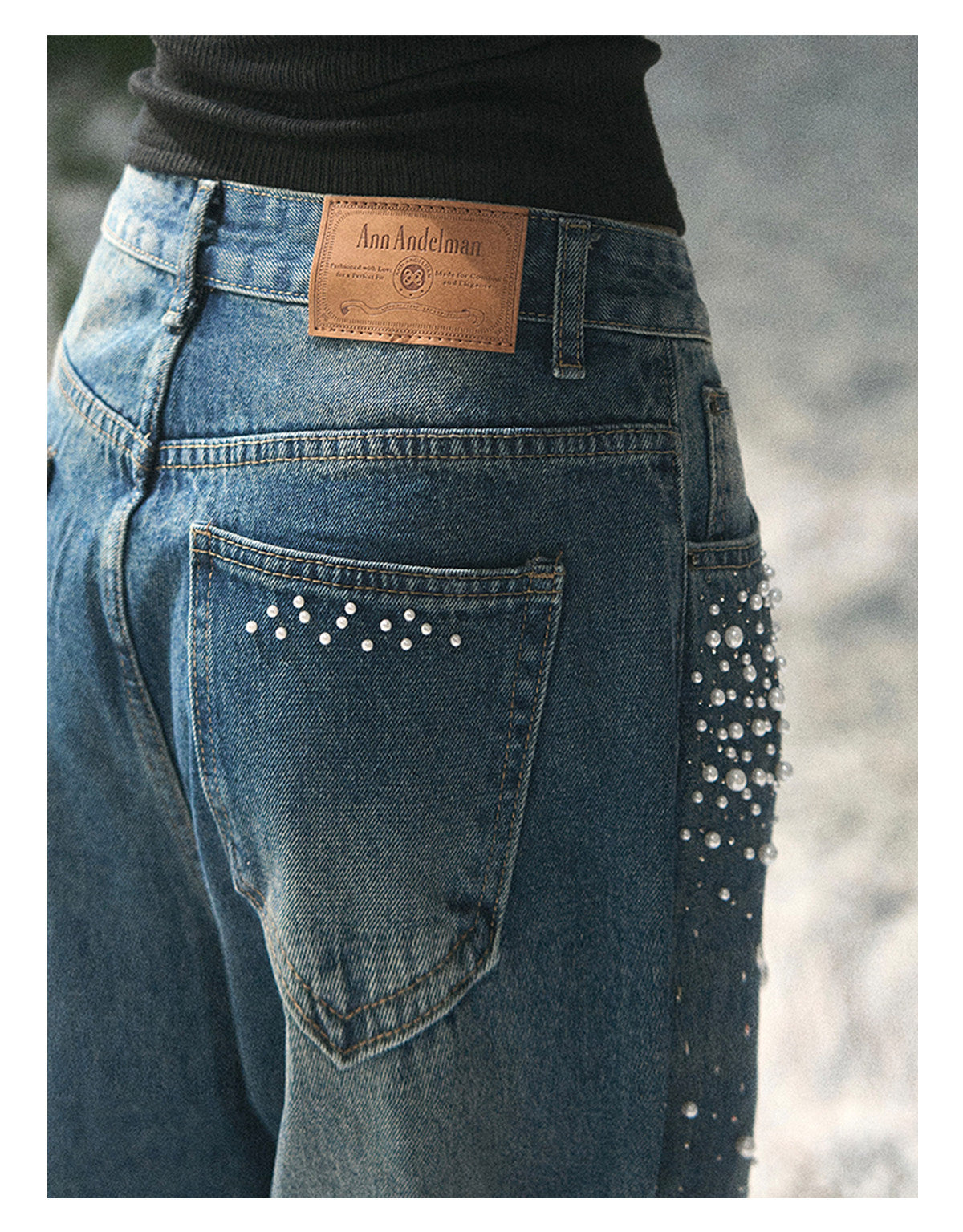 ShaoYeYan Aomalm Blue Note Stardust Embellished Straight Jeans