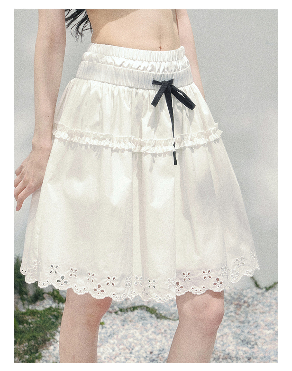 ShaoYeYan Aomalm Spring Field Skirt French White Midi Skirt