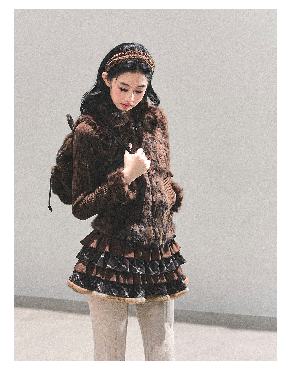 ShaoYeYan Floating Poem Maillard Leopard Print Jacket