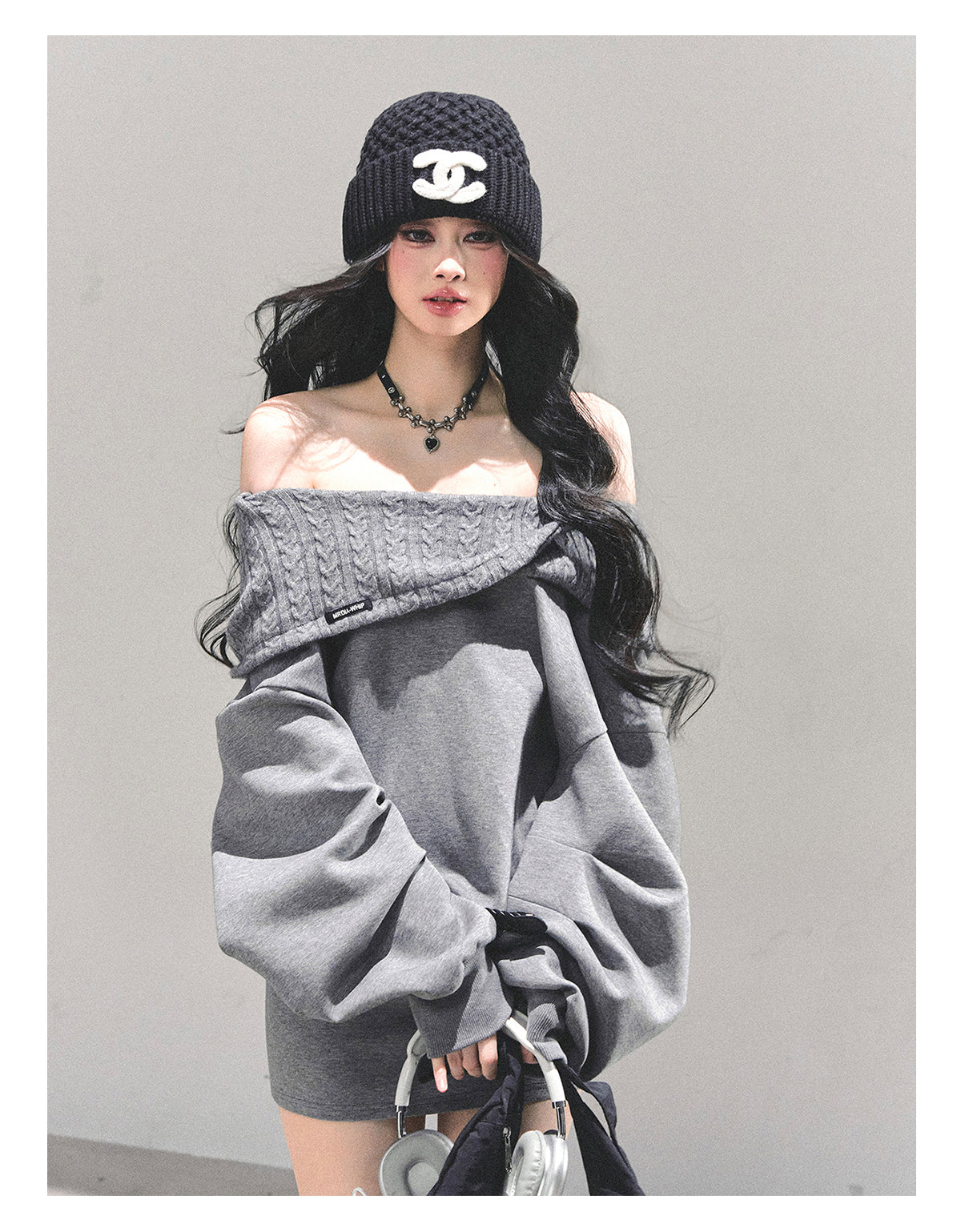 SHAOYEYAN Fake Two-Piece Oversized Hoodie Dress (with belt)