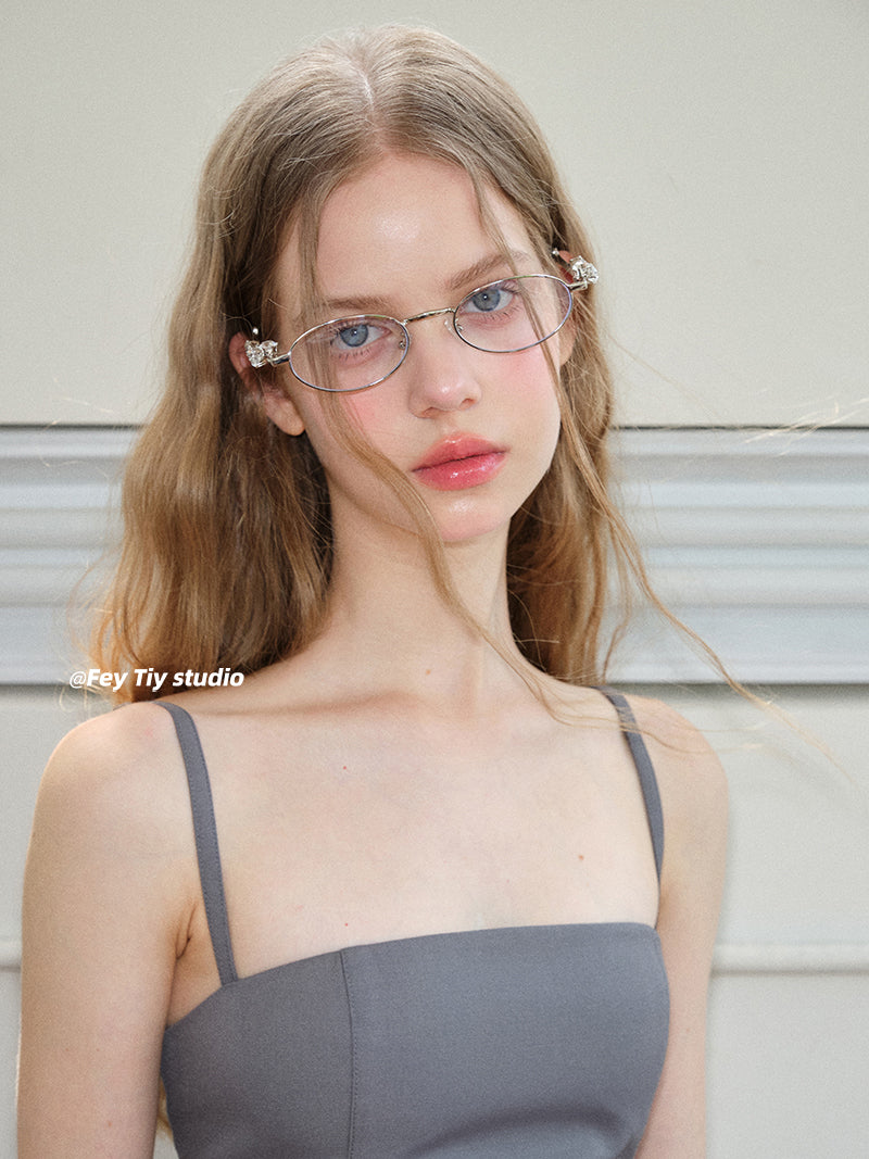 Feytiy Silver Diamond-Studded Eyeglasses