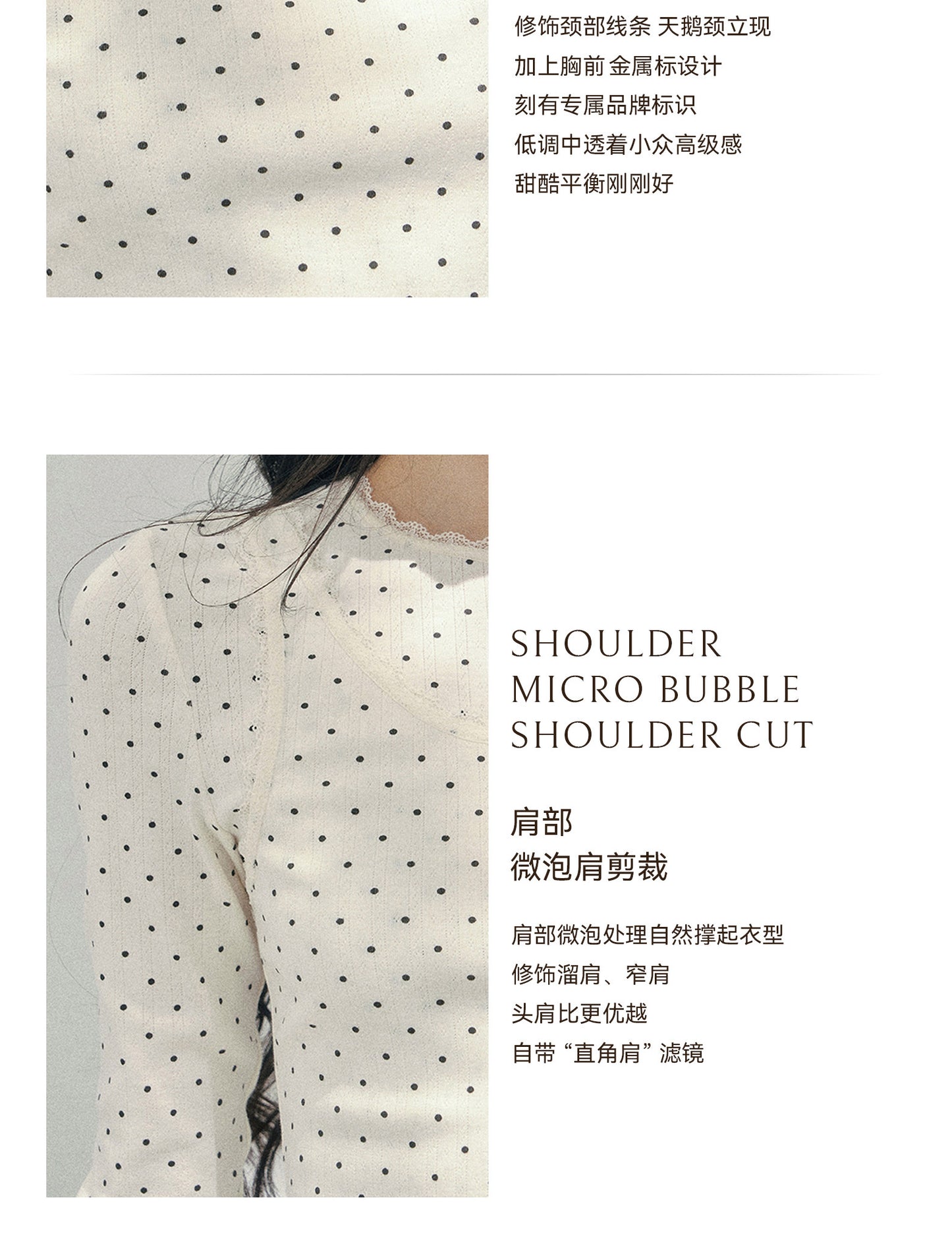 ShaoYeYan Aomalm Milk-Sweet Art Student Fake Two-Layer Polka Dot Tee