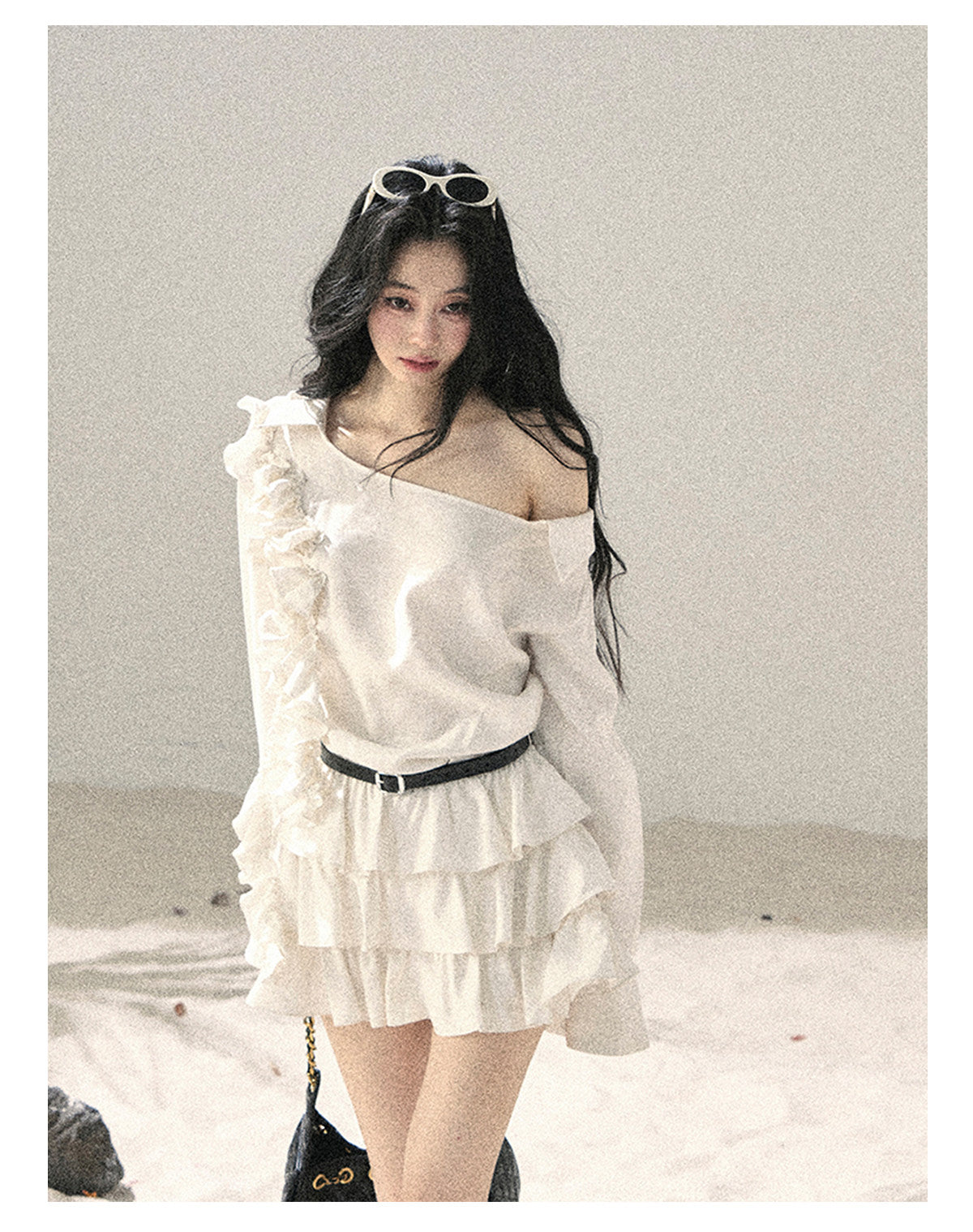 ShaoYeYan Aomalm Early Summer Lotus Petal French Ruffle Off-Shoulder Dress