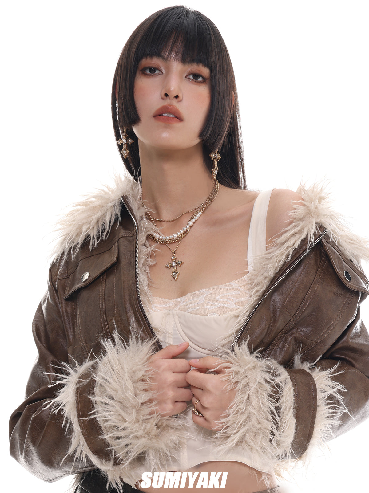 SUMIYAKI Baroque Pearl Cross Necklace