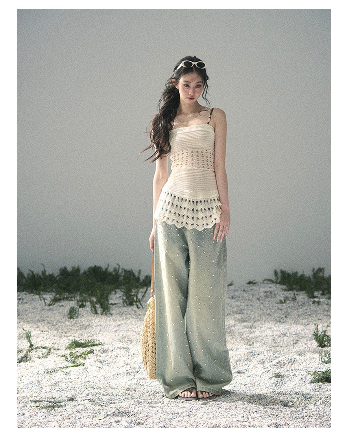 ShaoYeYan Aomalm Gap of Existence French Knit Hollow Cami