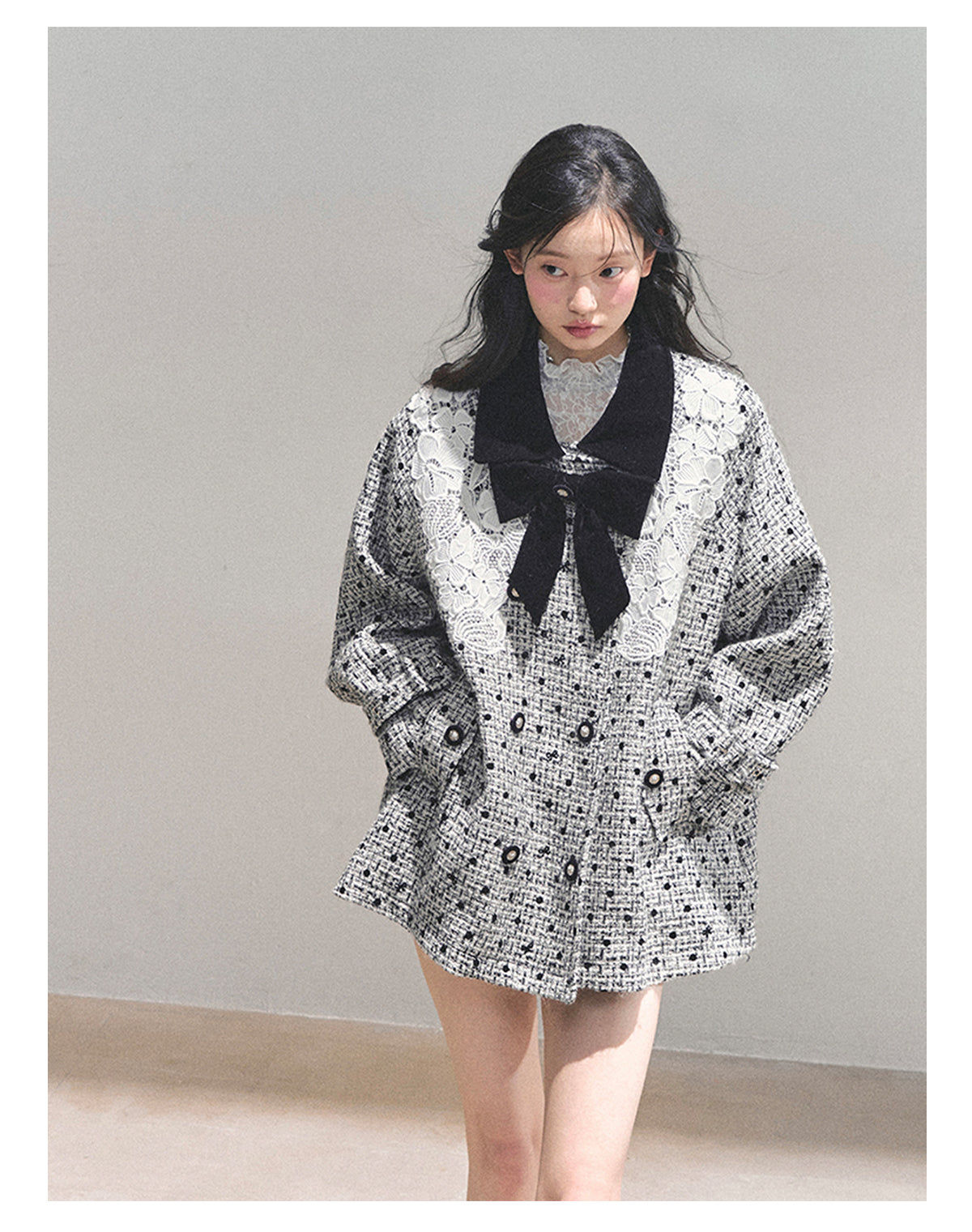ShaoYeYan Aomalm Out of Focus Moment Lace Plaid Coat