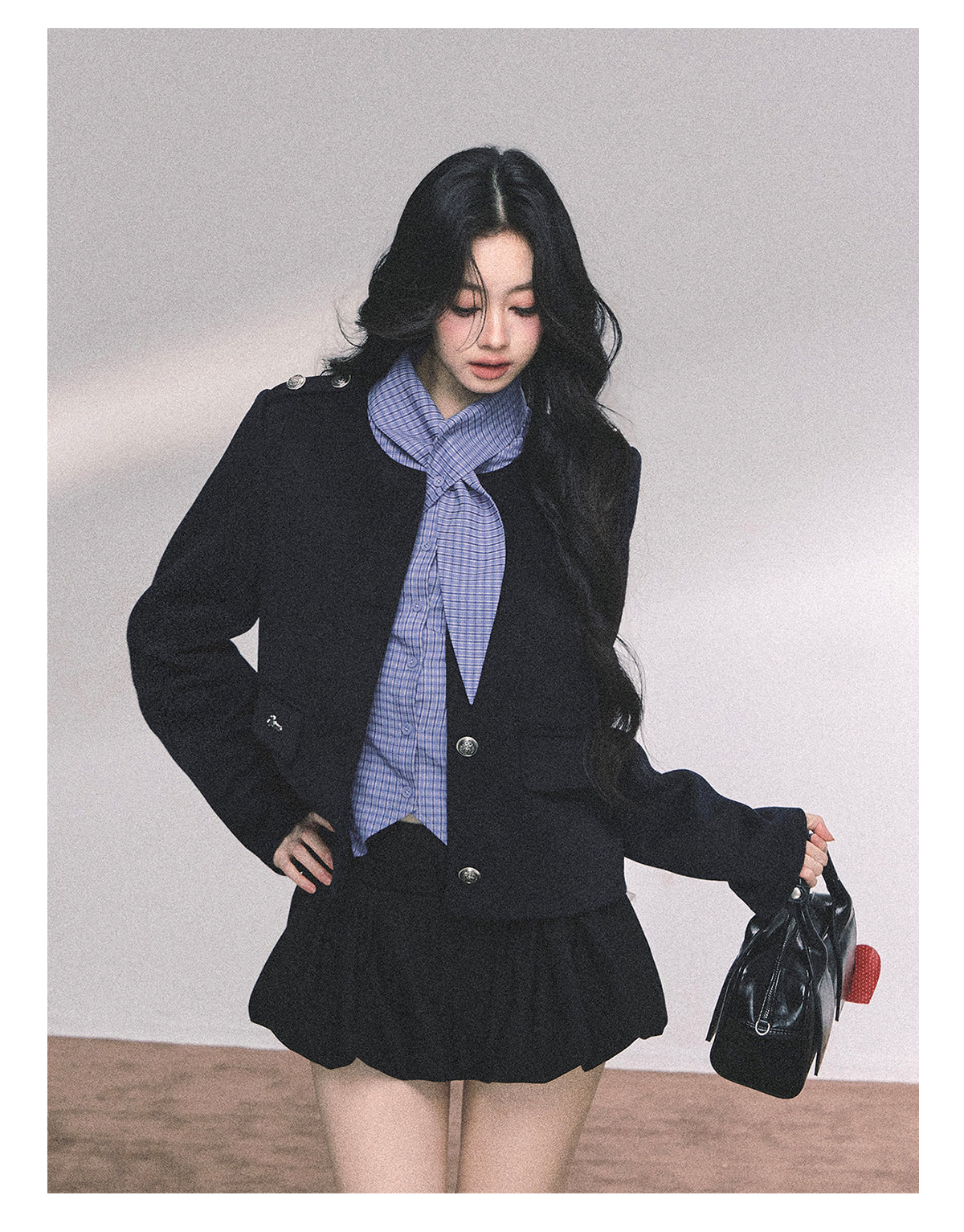 ShaoYeYan Senior Intellectual Klein Blue Plaid Shirt