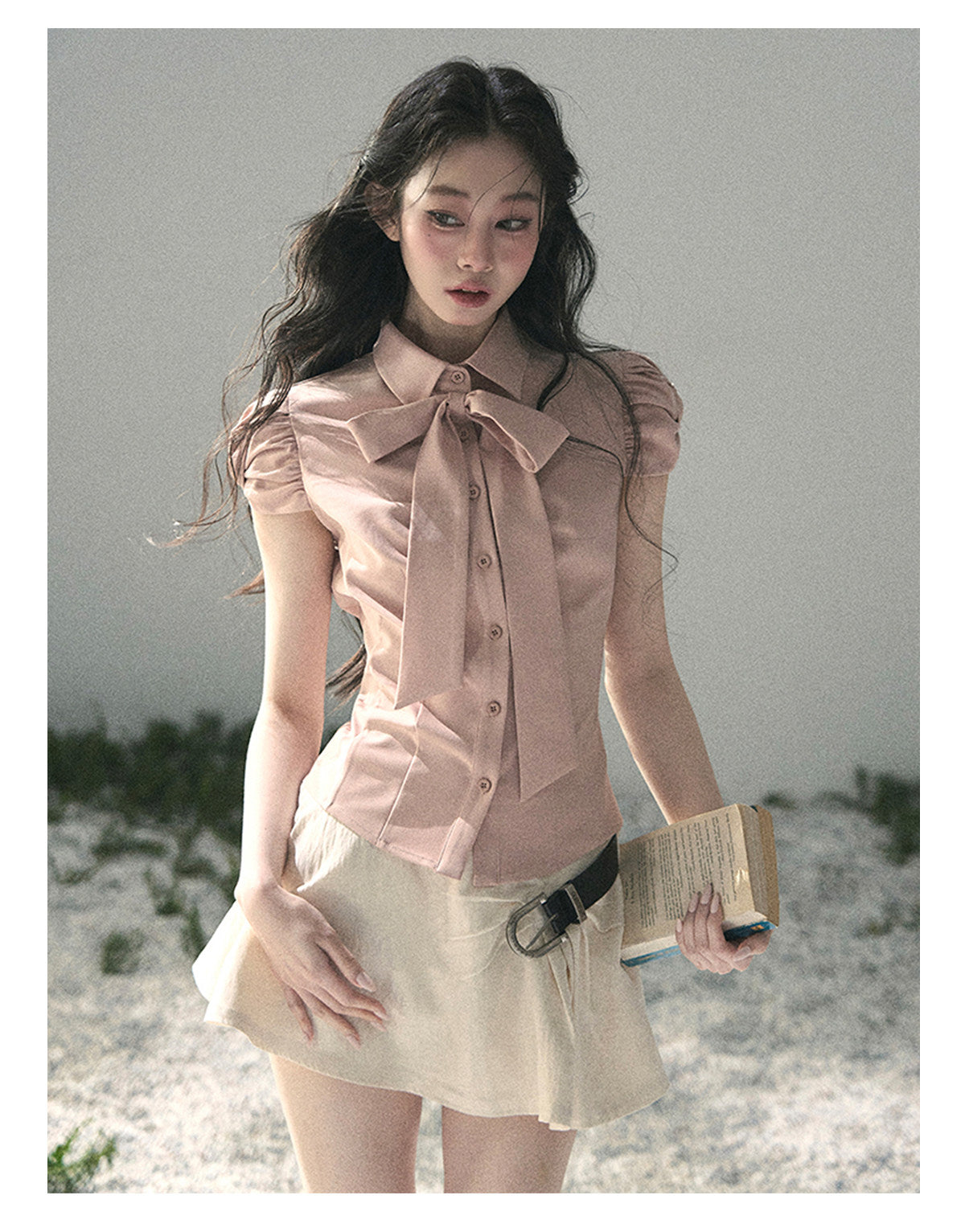 ShaoYeYan Aomalm Powdered Sugar Secrets Bow French Blouse