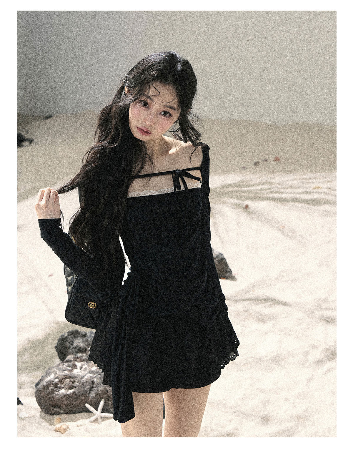 ShaoYeYan Aomalm Suspended Moonlight Long Sleeve Square Neck Lace Top