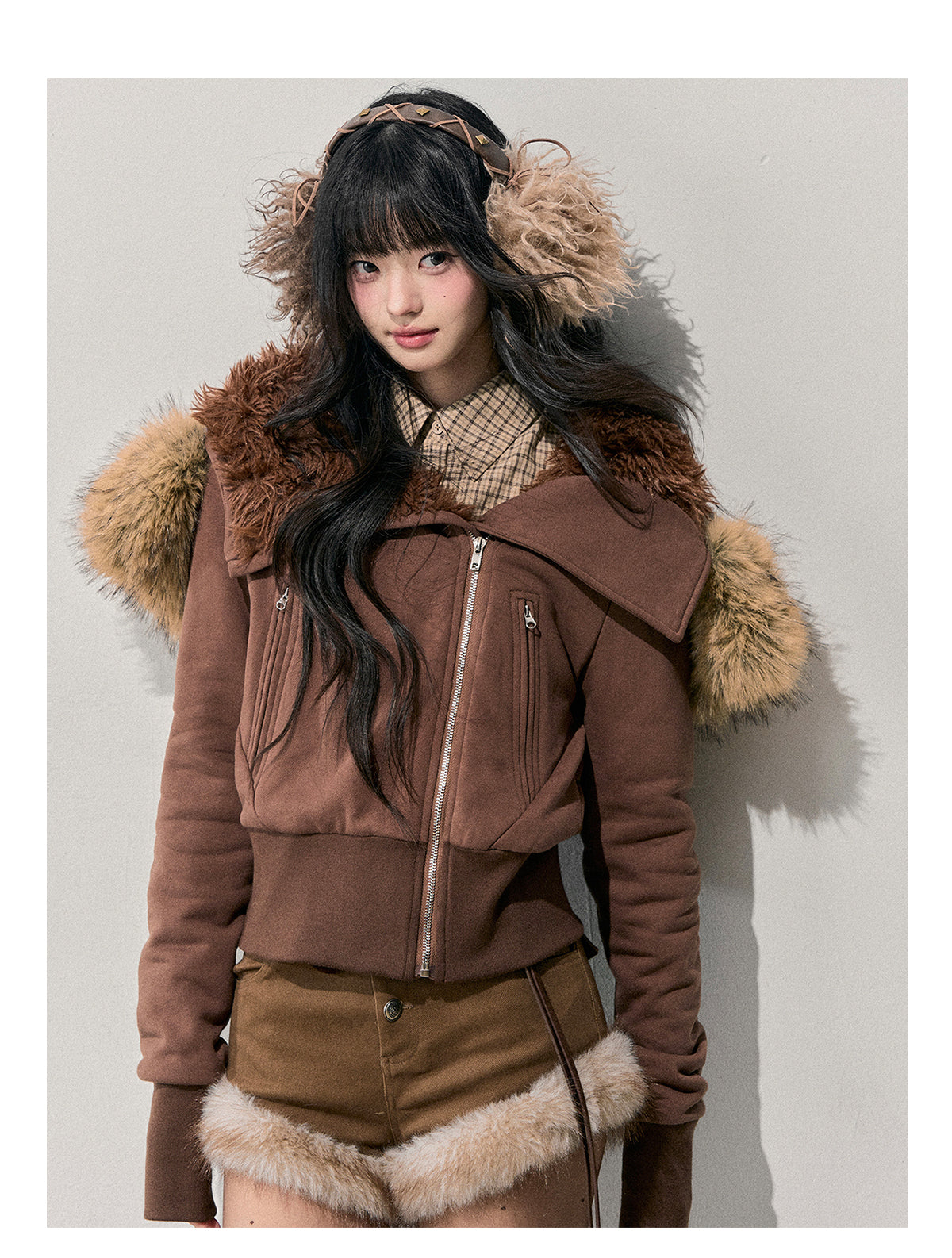 ShaoYeYan Aomalm Warm Wilderness Korean Shearling Hooded Coat